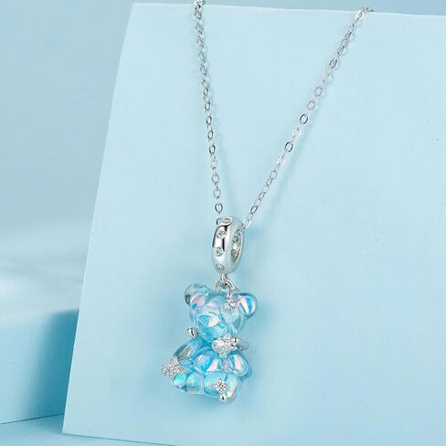 Bear Charms for Women - 925 Sterling Silver Cute Candy Bear Pendant, Colorful Cute Bears Can be Paired Necklace, Bracelets, and Pendants, Suitable for Women to Wear in Saudi Arabia