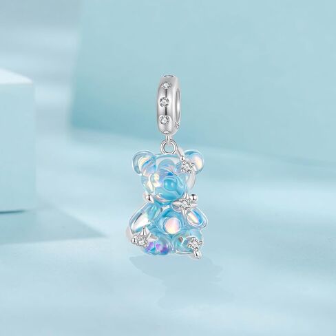 Bear Charms for Women - 925 Sterling Silver Cute Candy Bear Pendant, Colorful Cute Bears Can be Paired Necklace, Bracelets, and Pendants, Suitable for Women to Wear in Saudi Arabia