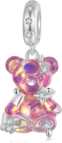 Bear Charms for Women - 925 Sterling Silver Cute Candy Bear Pendant, Colorful Cute Bears Can be Paired Necklace, Bracelets, and Pendants, Suitable for Women to Wear in Saudi Arabia