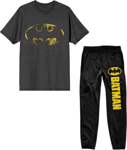 Batman Bat Signal and Classic Logo 2-Pack Men's Black Tee Sweatpants Set in Saudi Arabia
