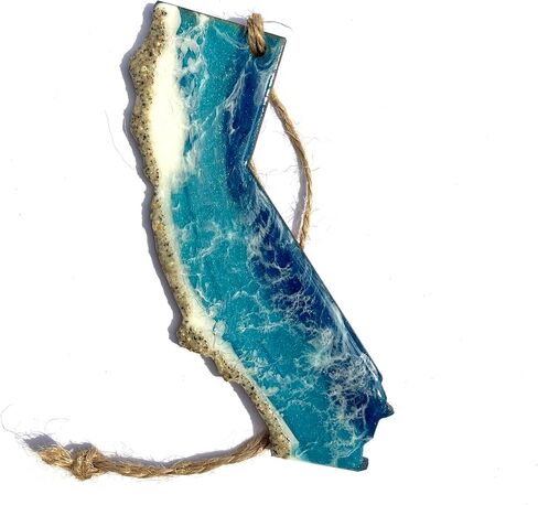 Seashore State Christmas Ornament, Ocean and Beach Inspired Decor for Home and Office Resin Ornament with Real Sand (California) in Saudi Arabia