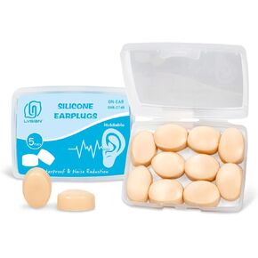 LYSIAN Soft Moldable Silicone Earplugs for Sleep, 5 Pairs, SNR 27dB Noise Cancelling Sleeping Ear Plugs for Swimming, Travel, Snoring(Blue) in Kuwait