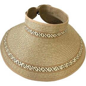 Magid Packable Wide Brim Straw Sun Visor Hat, Roll-Up Design with Contrast Stitch, Toast - Perfect for Sun Protection in Saudi Arabia