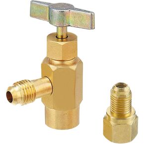 R1234YF Self-Sealing Can Tap Depressor, 1/4" SAE 1/2" LH Thread Valve Bottle Opener with 1/4" SAE Female to 1/2" Male Adapter, Car A/C R1234YF Refrigerant Recharge Kit for R134a R12 R22 Hoses in Saudi Arabia