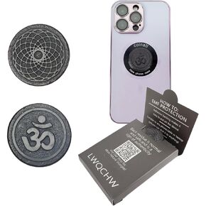 Gadget Protection Shungite Stickers for Cell Phone 2 pcs | Round Sticker Plates for Bad Vibes Blocking | Polished Shungite Stone Plates (Metatron & Cross Flower) in Kuwait
