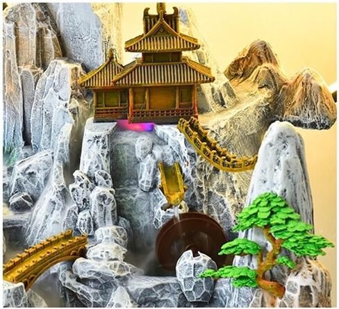 Standing Waterfall 163cm Height Living Room Rockery Flowing Ornaments Office Floor to Ceiling Feng Shui Fountain Water Scenery Floor Fountain(Dark Gray) in Saudi Arabia