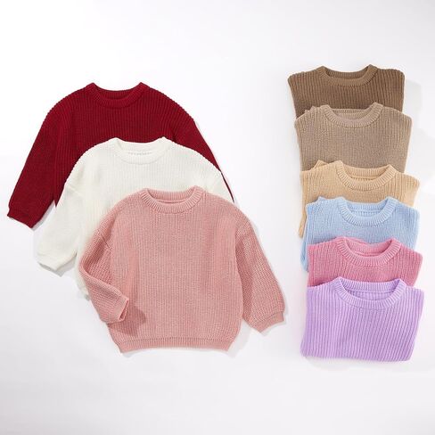 ESHOO Baby Girl Boy Knit Sweater Blouse Toddler Pullover Sweatshirt Crewneck Long Sleeve Tops for Kids Fall Winter Clothes in Kuwait