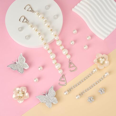 بلينغ سحر الأحذية جرلي سحر زهرة تسد الأحذية الديكور جواهر بلينغ لطيف ديكور لفتاة أحذية فراشة مجوهرات زينة للحزب تفضل هدايا عيد الميلاد in Kuwait