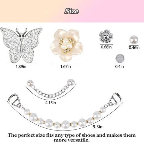 بلينغ سحر الأحذية جرلي سحر زهرة تسد الأحذية الديكور جواهر بلينغ لطيف ديكور لفتاة أحذية فراشة مجوهرات زينة للحزب تفضل هدايا عيد الميلاد in Kuwait