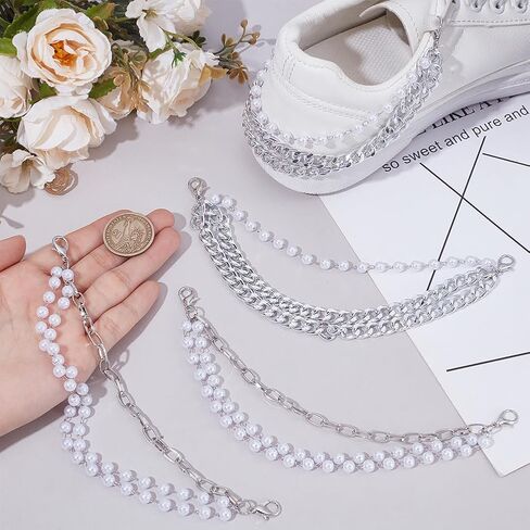 PH PandaHall سلاسل أحذية اللؤلؤ، أحذية سحر اللؤلؤ مطرز سلاسل الأحذية إكسسوارات الأحذية DIY الصنادل النعال حزب تفضل in Saudi Arabia