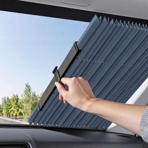 Retractable Windshield Sunshade for Car, Front Window Foldable Sun Visor with Suction Cups, Heat Insulation UV Protection Curtain in Saudi Arabia