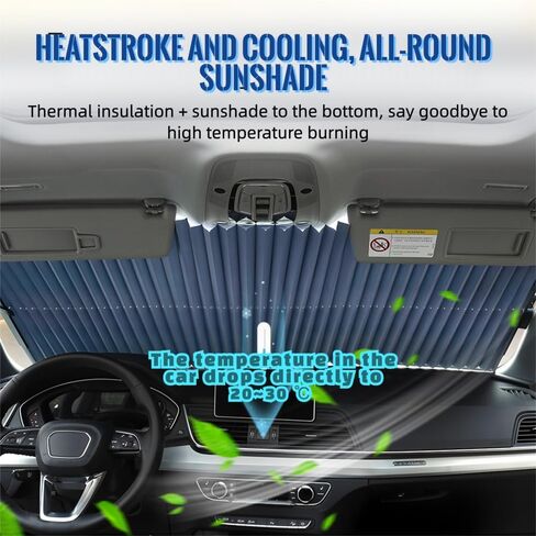 Retractable Windshield Sunshade for Car, Front Window Foldable Sun Visor with Suction Cups, Heat Insulation UV Protection Curtain in Saudi Arabia