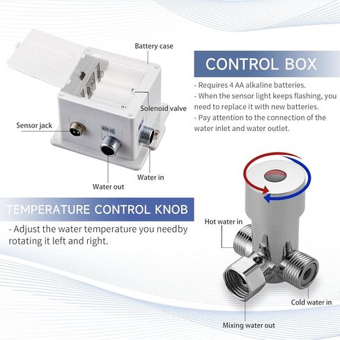 صنبور حوض الحمام الأوتوماتيكي بدون لمس، صنبور الحمام مع لوحة السطح، البطارية أو المكونات الإضافية، مستشعر الحركة التلقائي التجاري، خلاط ساخن وبارد، صنبور نحاسي صلب، فتحة واحدة أو 3 فتحات، كروم in Kuwait