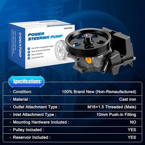 Power Steering Pump with Pulley and Reservoir Fits for Ford Focus 2006 2007 2008 2009 2010 2011, 2.0L 2.3L 2.5L, Transit Connect 2010-2011 Replaces 20-326, 6S4Z3A674A, N7120153 Power Assist Pump in Saudi Arabia