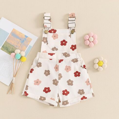 Ayalinggo Toddler Baby Girl Sunflower Print Overalls Shorts with Pocket Suspender Trousers Cute Summer Clothing Outfit in Saudi Arabia