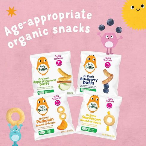 Little Bellies Organic Puffs Variety Pack, Blueberry & Apple and Cinnamon (Pack of 18) in Saudi Arabia
