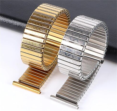 12mm14mm 16mm 18mm 20mm Stainless Steel Elastic Stretch Strap Metal Expansion Silver Gold Watch Band in Saudi Arabia