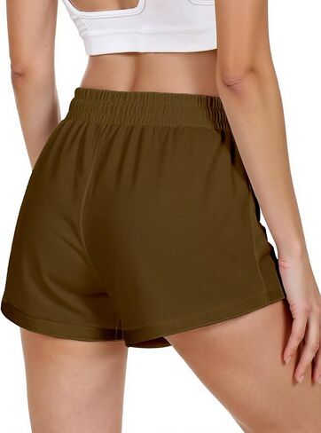 Women's Sweat Shorts SweatShorts Summer Lounge Cotton Drawstring Cute Fleece Shorts with Pockets Athletic Running Active Elastic Jersey French Terry Shorts 2024 Women Cloth Sweatpants Trendy Black in Kuwait