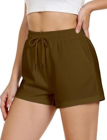 Women's Sweat Shorts SweatShorts Summer Lounge Cotton Drawstring Cute Fleece Shorts with Pockets Athletic Running Active Elastic Jersey French Terry Shorts 2024 Women Cloth Sweatpants Trendy Black in Kuwait