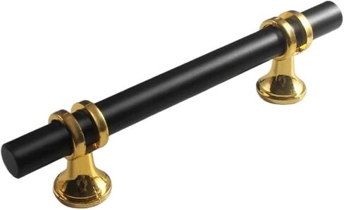 2Pcs Cupboard Drawer Pull Handle Door Knob Shape Cabinet Home Furniture Accessory(Black Gold,200 * 12 * 34mm) in Saudi Arabia