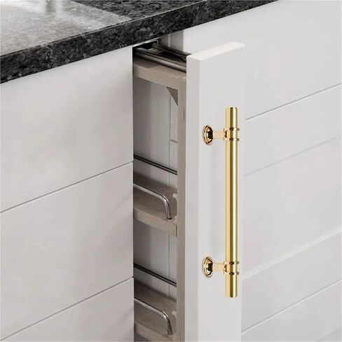2Pcs Cupboard Drawer Pull Handle Door Knob Shape Cabinet Home Furniture Accessory(Black Gold,200 * 12 * 34mm) in Saudi Arabia