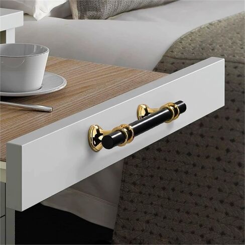 2Pcs Cupboard Drawer Pull Handle Door Knob Shape Cabinet Home Furniture Accessory(Black Gold,200 * 12 * 34mm) in Saudi Arabia