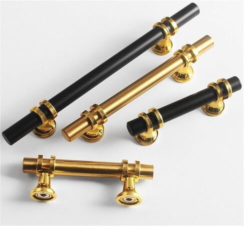 2Pcs Cupboard Drawer Pull Handle Door Knob Shape Cabinet Home Furniture Accessory(Black Gold,200 * 12 * 34mm) in Saudi Arabia