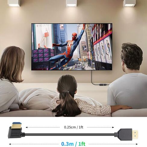 Duttek 8K كابل HDMI قصير 1FT/30 سم، كابل HDMI قصير 90 درجة ذكر إلى ذكر، زاوية سفلية عالية السرعة HDMI 2.1 محول كابل موصل يدعم 8k@60HZ، للكاميرا، PS5، Xbox Series X/S، RTX4080/4090 in Kuwait
