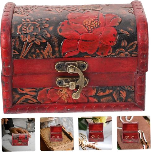Wooden Jewelry Chest Vintage Storage Box Multifunctional Keepsake Organizer for Jewelry Trinkets and Treasures Design for Home and Giving in Saudi Arabia