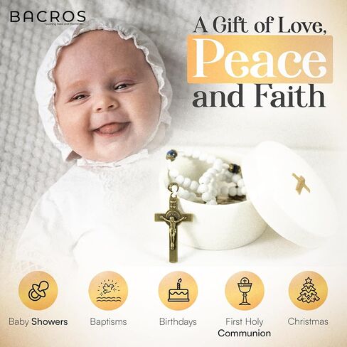 Catholic Baptism Gifts for Boys, Baby Baptism Gifts for Girl, Kids Rosary Beads Catholic, Baby Baptism Gifts Boy, Catholic Rosary for Women, Christening Gifts for Girls (White) in Saudi Arabia