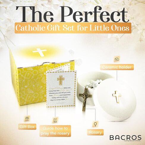 Catholic Baptism Gifts for Boys, Baby Baptism Gifts for Girl, Kids Rosary Beads Catholic, Baby Baptism Gifts Boy, Catholic Rosary for Women, Christening Gifts for Girls (White) in Saudi Arabia