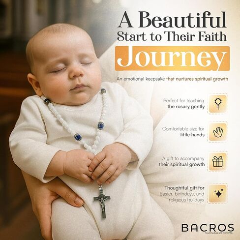 Catholic Baptism Gifts for Boys, Baby Baptism Gifts for Girl, Kids Rosary Beads Catholic, Baby Baptism Gifts Boy, Catholic Rosary for Women, Christening Gifts for Girls (White) in Saudi Arabia