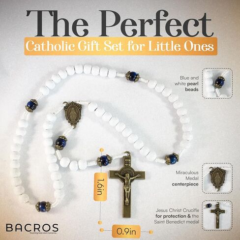 Catholic Baptism Gifts for Boys, Baby Baptism Gifts for Girl, Kids Rosary Beads Catholic, Baby Baptism Gifts Boy, Catholic Rosary for Women, Christening Gifts for Girls (White) in Saudi Arabia