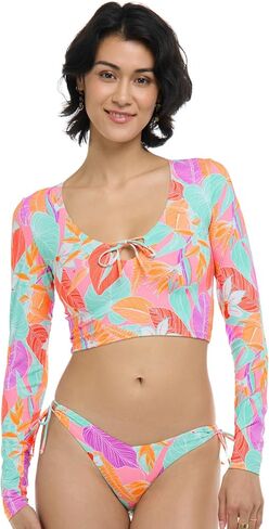 EIDON Women's Aurora Long Sleeve Crop Bikini Top Swimsuit with Tie Front Detail in Saudi Arabia