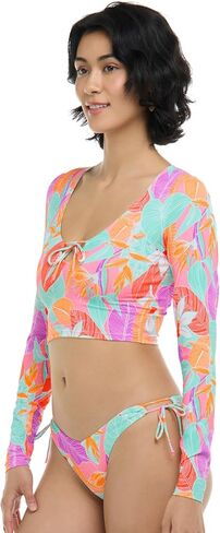 EIDON Women's Aurora Long Sleeve Crop Bikini Top Swimsuit with Tie Front Detail in Saudi Arabia