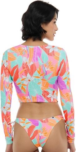 EIDON Women's Aurora Long Sleeve Crop Bikini Top Swimsuit with Tie Front Detail in Saudi Arabia