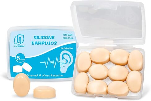 LYSIAN Soft Moldable Silicone Earplugs for Sleep, 5 Pairs, SNR 27dB Noise Cancelling Sleeping Ear Plugs for Swimming, Travel, Snoring(Blue) in Kuwait