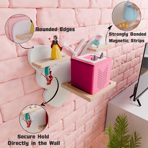 Butterfly Tonie Shelf for Tonie and Tonie Box - White Magnetic Tonie Wooden Floating Shelf for Tonie Storage, Cute Tonie Wall Shelf for 8-12 Tonie Figures,Tonie Box Shelf Wall Mounted for Kids in Saudi Arabia