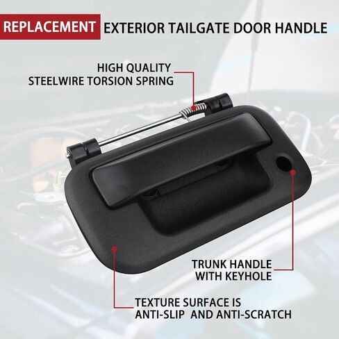 TQPONLY Tailgate Handle with Keyhole,Compatible with Ford F150 F250 F350 F450 F550 Super Duty Explorer Sport Trac/Lincoln Mark LT Pickup Rear Door Latch Handle (Chrome Lever&Texture Bezel) in Saudi Arabia