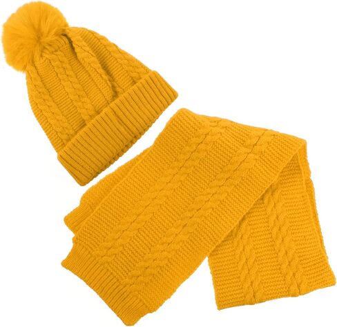 PartyKindom Hat Scarf Winter Hat Thick Knit Beanie Hat Winter Neckerchief Pom Hat Fluffy Warm Neckerchief Beanies in Saudi Arabia