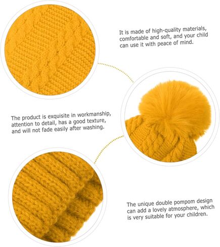 PartyKindom Hat Scarf Winter Hat Thick Knit Beanie Hat Winter Neckerchief Pom Hat Fluffy Warm Neckerchief Beanies in Saudi Arabia