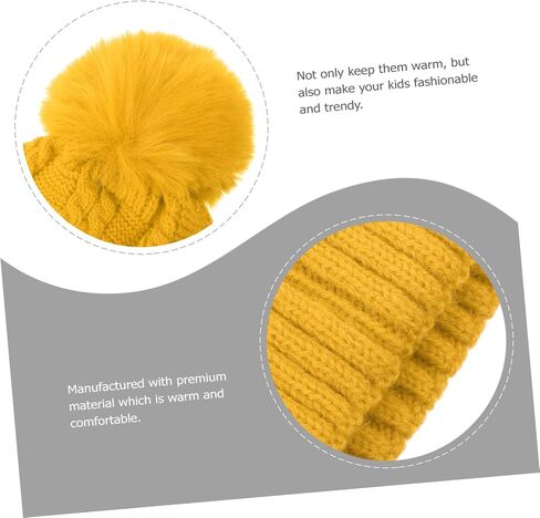 PartyKindom Hat Scarf Winter Hat Thick Knit Beanie Hat Winter Neckerchief Pom Hat Fluffy Warm Neckerchief Beanies in Saudi Arabia