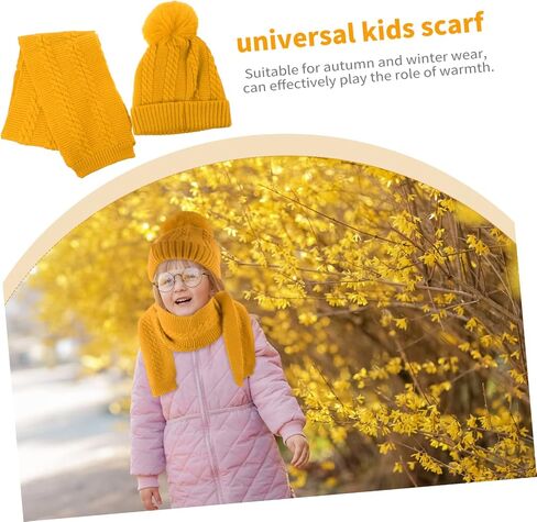 PartyKindom Hat Scarf Winter Hat Thick Knit Beanie Hat Winter Neckerchief Pom Hat Fluffy Warm Neckerchief Beanies in Saudi Arabia