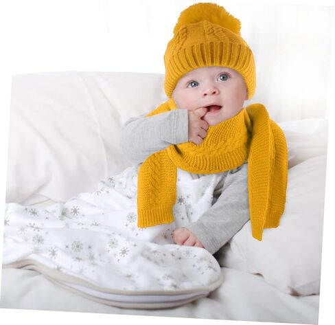 PartyKindom Hat Scarf Winter Hat Thick Knit Beanie Hat Winter Neckerchief Pom Hat Fluffy Warm Neckerchief Beanies in Saudi Arabia