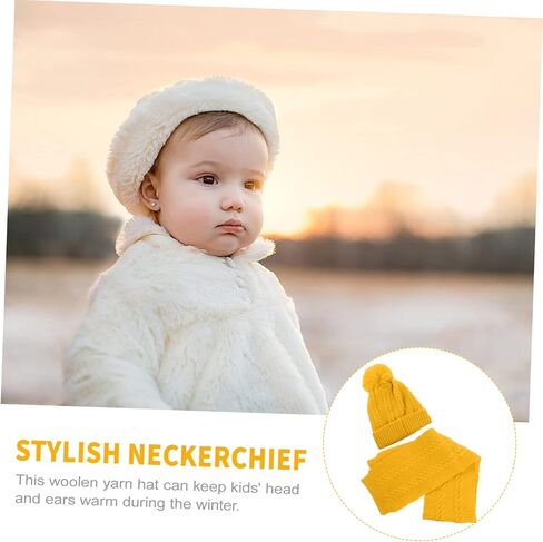 PartyKindom Hat Scarf Winter Hat Thick Knit Beanie Hat Winter Neckerchief Pom Hat Fluffy Warm Neckerchief Beanies in Saudi Arabia