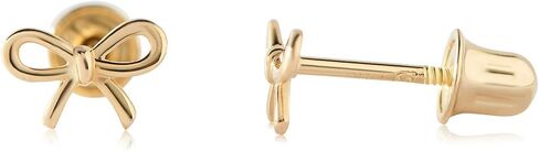 Olivia's Collection 14k White or Yellow or Rose Solid Gold Bow Screw Back Stud Earrings. in Saudi Arabia