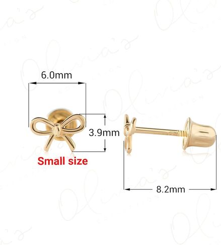 Olivia's Collection 14k White or Yellow or Rose Solid Gold Bow Screw Back Stud Earrings. in Saudi Arabia