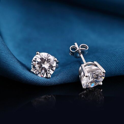 925 Sterling Silver Stud Earrings for Unisex, Stud Earring with 5A+ Cubic Zirconia Hypoallergenic Earrings for Women Men 4MM-8MM in Saudi Arabia