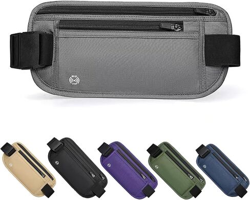 Gray Hidden Money Belt for Travel for Men, Waist Wallet Anti Theft, RFID Passport Holder For Travel Men Or Women, Money Pouch, RFID Passport Holder in Saudi Arabia