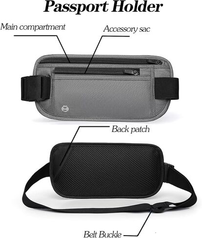 Gray Hidden Money Belt for Travel for Men, Waist Wallet Anti Theft, RFID Passport Holder For Travel Men Or Women, Money Pouch, RFID Passport Holder in Saudi Arabia